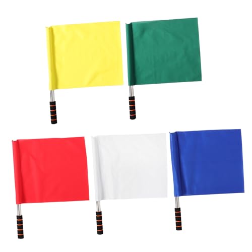 HONMEET 5 Stück Teiliges Schiedsrichter Flaggen Set Handliche Signalflaggen aus Polyester mit Edelstahlstange Rot Gelb Grün Weiß Blau für Fußball Wettbewerb und Verkehrskontrolle HONMEET 5 Stück Teiliges Schiedsrichter Flaggen Set Handliche Signalflaggen aus Polyester mit Edelstahlstange Rot Gelb Grün Weiß Blau für Fußball Wettbewerb und Verkehrskontrolle von HONMEET