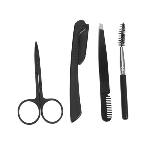 HONMEET Augenbrauen-trimmset Edelstahl mit Schere Pinzette Rasierer und Bürste für Präzises Formen und Styling Hautfreundlich Langlebig für Damen Tägliche Pflege von HONMEET