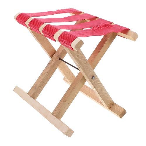 HONMEET Faltbarer Holzhocker Campingstuhl Robuster Klapphocker Tragbar Kompakt Für Angeln Outdoor Picknick Gartensitzbank Martinrot von HONMEET
