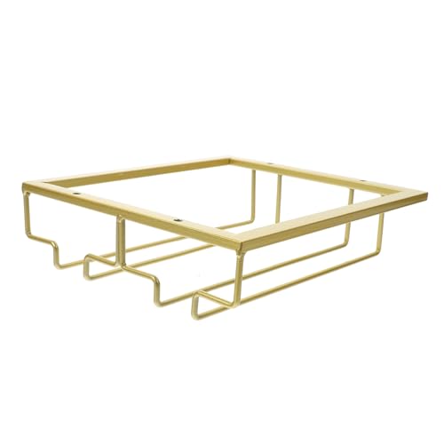 HONMEET Goldfarbener Weinregal Halter aus Robustem Invertiertes Design Staubfrei Platzsparend für Küchenschränke Stilvoller Aufbewahrungsständer für Weingläser mit Fächern Einfach zu von HONMEET