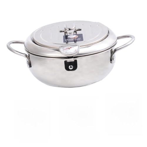 HONMEET Haushalts-frittierpfanne mit Öl-siebeinsatz und Thermometer Temperaturkontrollierbarer Mini-bratentopf für Induktionsherd und Gasherd Langlebiges Material Gleichmäßige von HONMEET