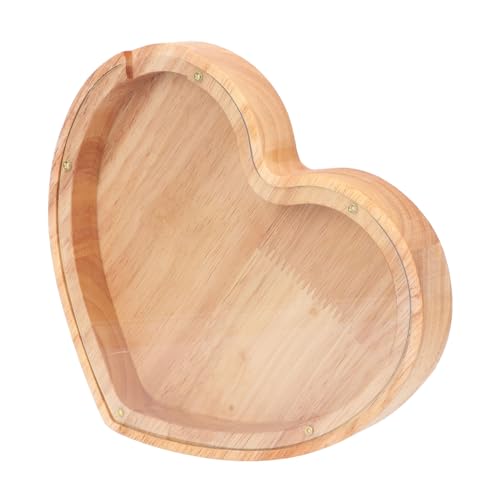 HONMEET Holz Spardose mit Buchstaben Motiv Dekorative Münzbox für Zuhause Kleines Spargefäß mit Sichtfenster als zu Geburtstag Weihnachten Hochzeit Wohnkultur Braun von HONMEET