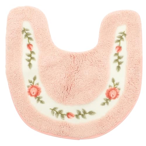 HONMEET U förmige rutschfeste Toilette Sitzmatte Badvorleger mit Hoher Wasseraufnahme Weiche Haushaltsmatte für Senioren und Sicherer Bademattenboden für Badezimmer und Wohnzimmer Rosa von HONMEET