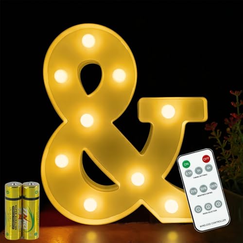 HONPHIER Buchstaben Lichter Buchstabe Lampe Fernbedienung Alphabet Lampe LED Brief Beleuchtung Buchstabe Licht Beleuchtete Buchstaben Nachtlichter Dekoration für Geburtstag Party Hochzeit (&) von HONPHIER