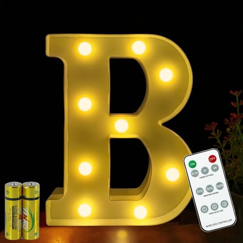 Buchstaben Lichter HONPHIER® Buchstabe Lampe Fernbedienung Alphabet Lampe LED Brief Beleuchtung Buchstabe Licht Beleuchtete Buchstaben Nachtlichter Dekoration für Geburtstag Party Hochzeit (B) von HONPHIER