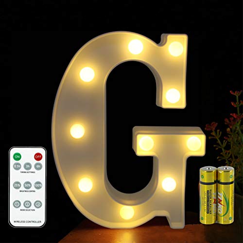 Buchstaben Lichter HONPHIER® Buchstabe Lampe Fernbedienung Alphabet Lampe LED Brief Beleuchtung Buchstabe Licht Beleuchtete Buchstaben Nachtlichter Dekoration für Geburtstag Party Hochzeit (G) von HONPHIER