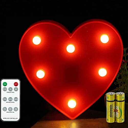 Buchstaben Lichter HONPHIER® Buchstabe Lampe Fernbedienung Alphabet Lampe LED Brief Beleuchtung Buchstabe Licht Beleuchtete Buchstaben Nachtlichter Dekoration für Geburtstag Party Hochzeit (Heart) von HONPHIER