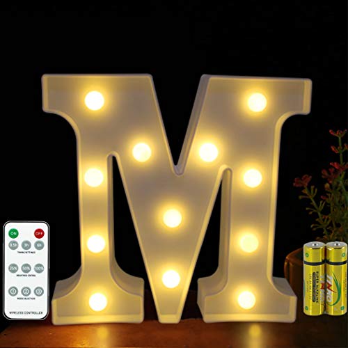 Buchstaben Lichter HONPHIER® Buchstabe Lampe Fernbedienung Alphabet Lampe LED Brief Beleuchtung Buchstabe Licht Beleuchtete Buchstaben Nachtlichter Dekoration für Geburtstag Party Hochzeit (M) von HONPHIER