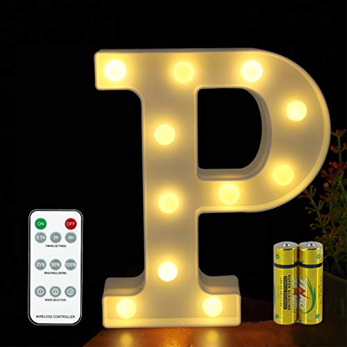 Buchstaben Lichter HONPHIER® Buchstabe Lampe Fernbedienung Alphabet Lampe LED Brief Beleuchtung Buchstabe Licht Beleuchtete Buchstaben Nachtlichter Dekoration für Geburtstag Party Hochzeit (P) von HONPHIER