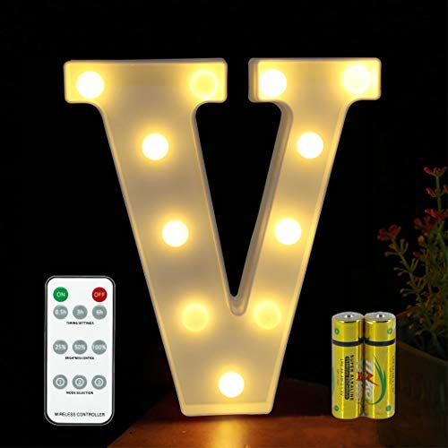 Buchstaben Lichter HONPHIER® Buchstabe Lampe Fernbedienung Alphabet Lampe LED Brief Beleuchtung Buchstabe Licht Beleuchtete Buchstaben Nachtlichter Dekoration für Geburtstag Party Hochzeit (V) von HONPHIER