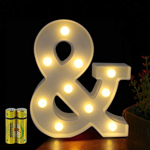 HONPHIER® Buchstaben Lichter Alphabet Lampe LED Brief Beleuchtung Buchstabe Licht Beleuchtete Buchstaben Nachtlichter Dekoration für Geburtstag Party Hochzeit Kinderzimmer (&) von HONPHIER