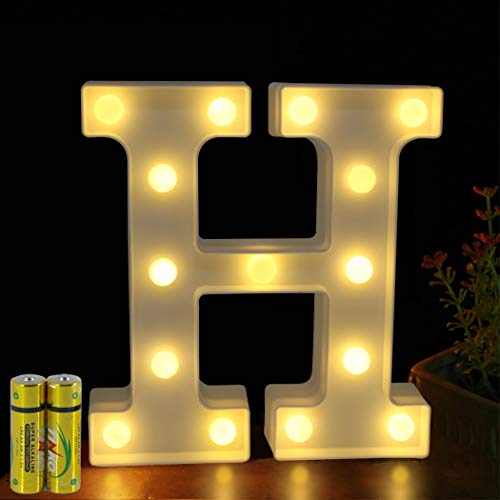 HONPHIER® Buchstaben Lichter Alphabet Lampe LED Brief Beleuchtung Buchstabe Licht Beleuchtete Buchstaben Nachtlichter Dekoration für Geburtstag Party Hochzeit Kinderzimmer (H) von HONPHIER