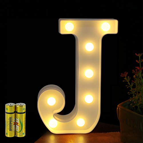 HONPHIER® Buchstaben Lichter Alphabet Lampe LED Brief Beleuchtung Buchstabe Licht Beleuchtete Buchstaben Nachtlichter Dekoration für Geburtstag Party Hochzeit Kinderzimmer (J) von HONPHIER