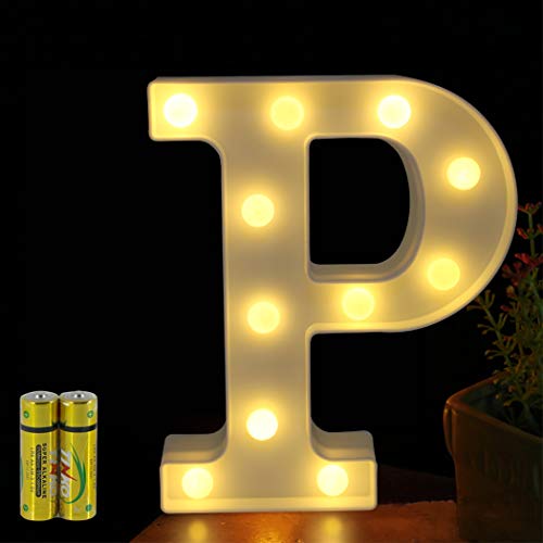 HONPHIER® Buchstaben Lichter Alphabet Lampe LED Brief Beleuchtung Buchstabe Licht Beleuchtete Buchstaben Nachtlichter Dekoration für Geburtstag Party Hochzeit Kinderzimmer (P) von HONPHIER