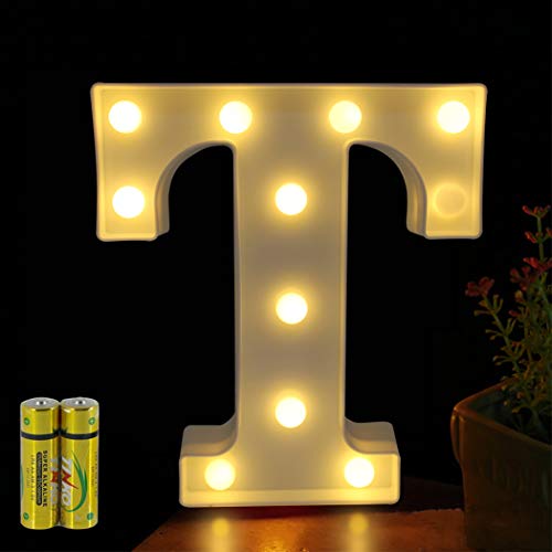 HONPHIER® Buchstaben Lichter Alphabet Lampe LED Brief Beleuchtung Buchstabe Licht Beleuchtete Buchstaben Nachtlichter Dekoration für Geburtstag Party Hochzeit Kinderzimmer (T) von HONPHIER