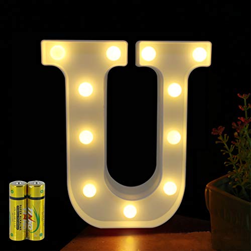 HONPHIER® Buchstaben Lichter Alphabet Lampe LED Brief Beleuchtung Buchstabe Licht Beleuchtete Buchstaben Nachtlichter Dekoration für Geburtstag Party Hochzeit Kinderzimmer (U) von HONPHIER