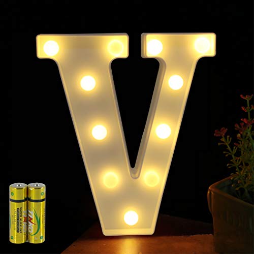 HONPHIER® Buchstaben Lichter Alphabet Lampe LED Brief Beleuchtung Buchstabe Licht Beleuchtete Buchstaben Nachtlichter Dekoration für Geburtstag Party Hochzeit Kinderzimmer (V) von HONPHIER