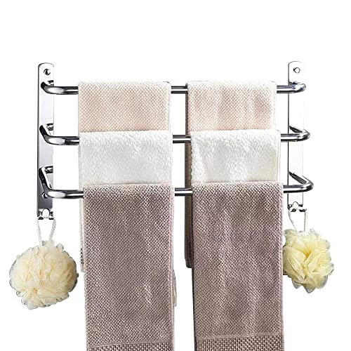 HONPHIER® Handtuchhalter Chrom Handtuchstangen Edelstahl mit Haken Handtuchstange Bad 60 cm, Handtuchhalter für Badezimmer Küchen Toilette von HONPHIER