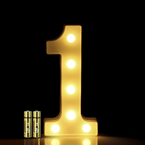 HONPHIER® LED Nummer Licht 3D Nummer Lampe Buchstaben Lichter Alphabet Lampe LED Brief Beleuchtung Buchstabe Licht Beleuchtete Buchstaben Nachtlichter Dekoration für Geburtstag Party (1) von HONPHIER