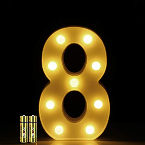 HONPHIER® LED Nummer Licht 3D Nummer Lampe Buchstaben Lichter Alphabet Lampe LED Brief Beleuchtung Buchstabe Licht Beleuchtete Buchstaben Nachtlichter Dekoration für Geburtstag Party (8) von HONPHIER