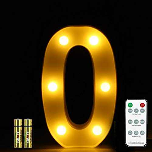 HONPHIER® LED Nummer Licht 3D Nummer Lampe Fernbedienung Buchstaben Lichter Alphabet Lampe LED Brief Beleuchtung Buchstabe Licht Beleuchtete Buchstaben Nachtlichter Dekoration für Geburtstag (0) von HONPHIER