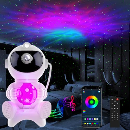 HONPHIER Astronaut Projektor mit Lautsprecher Nachtlicht Projektor Sternenhimmel mit Timer Fernbedienung LED Galaxy Projektor Stern Projektor Kinder Erwachsene Für Schlafzimmer und Decke von HONPHIER