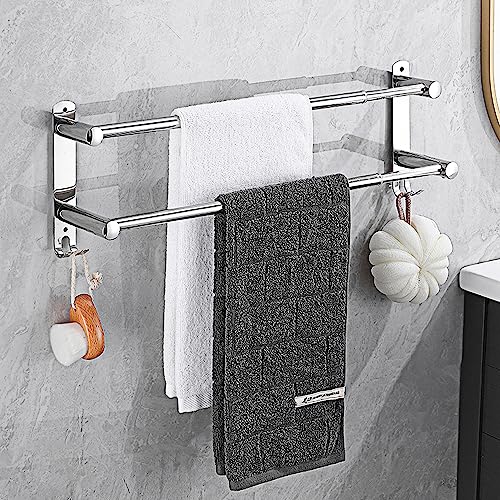 HONPHIER Einziehbar Handtuchhalter 43-78CM Edelstahl Handtuchhalter Bad Handtuchstange Wand-handtuchhalter mit Schrauben, Handtuchablage für Badezimmer Küchen Toilette (Silber, 2-Schicht) von HONPHIER