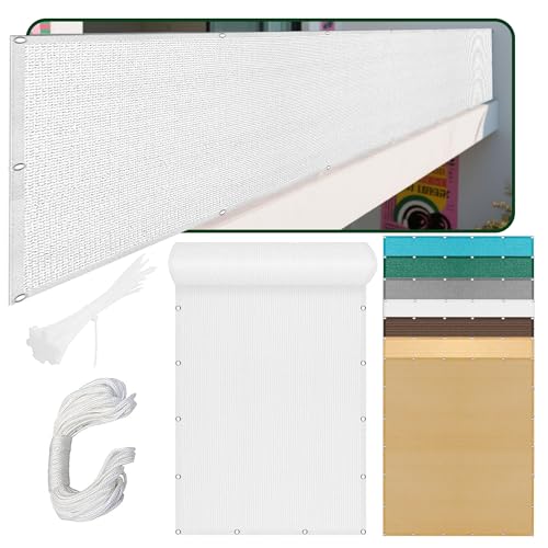 Sonnensegel Atmungsaktiv 535 x 563 cm Rechteckig Atmungsaktiv 98% UV Schutz Beschattungsnetz mit Ösen Sichtschutz Reißfest Wetterfest Ohne Bohren für Garten Terrasse, Weiß von HONQGAO
