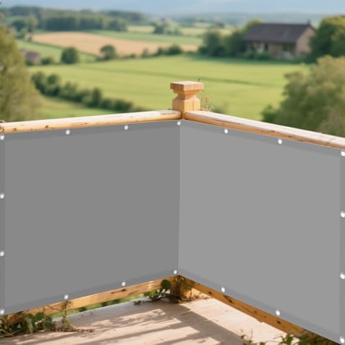 Sonnensegel Rechteckig 150 x 360 cm Rechteckig Wasserdicht Sonnenschutz Windschutz Balkon Sichtschutz Vielen Größen mit Spannseilen für Garten Terrasse Outdoor Camping, Hellgrau von HONQGAO