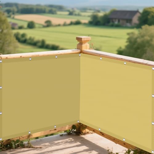Sonnensegel Rechteckig 205 x 400 cm Rechteckig Wasserdicht Sonnenschutz Windschutz Balkon Sichtschutz Vielen Größen mit Spannseilen für Garten Terrasse Outdoor Camping, Creme Farben von HONQGAO