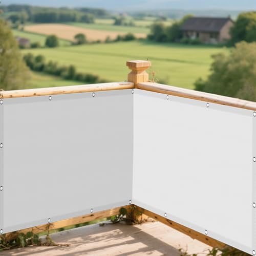 Sonnensegel Rechteckig 230 x 460 cm Rechteckig Wasserdicht Sonnenschutz Windschutz Balkon Sichtschutz Vielen Größen mit Spannseilen für Garten Terrasse Outdoor Camping, Weiß von HONQGAO