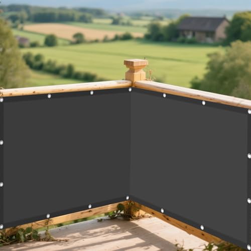 Sonnensegel Rechteckig 315 x 380 cm Rechteckig Wasserdicht Sonnenschutz Windschutz Balkon Sichtschutz Vielen Größen mit Spannseilen für Garten Terrasse Outdoor Camping, Dunkelgrau von HONQGAO