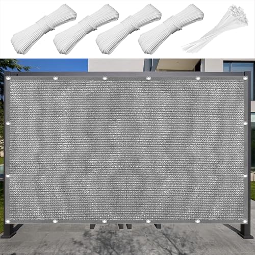 Sonnensegel Rechteckig Atmungsaktiv 467 x 505 cm Rechteckig Atmungsaktiv 98% UV Schutz Sonnenschutz Schattensegel Vielen Größen mit Spannseilen für Garten Camping, Hellgrau von HONQGAO