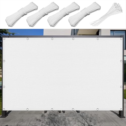 Sonnensegel Rechteckig Atmungsaktiv 485 x 512 cm Rechteckig Atmungsaktiv 98% UV Schutz Sonnenschutz Schattensegel Vielen Größen mit Spannseilen für Garten Camping, Weiß von HONQGAO