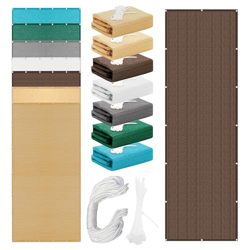 Sonnensegel Rechteckig mit Ösen 205 x 490 cm Rechteckig Atmungsaktiv Sonnenschutz Windschutz Segeltuch Vielen Größen mit Spannseilen für Balkon Garten, braun von HONQGAO