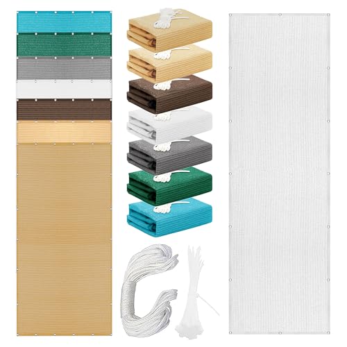 Sonnensegel Rechteckig mit Ösen 305 x 410 cm Rechteckig Atmungsaktiv Sonnenschutz Windschutz Segeltuch Vielen Größen mit Spannseilen für Balkon Garten, Weiß von HONQGAO