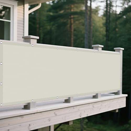Sonnensegel Wasserdicht 290 x 680 cm Rechteckig Wasserdicht 98% UV Schutz Gewächshaus- Segeltuch Vielen Größen mit Spannseilen für Balkon Garten, Beige von HONQGAO