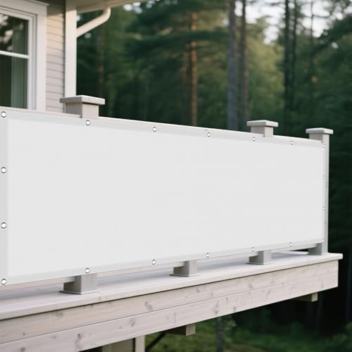 Sonnensegel Wasserdicht 330 x 680 cm Rechteckig Wasserdicht 98% UV Schutz Gewächshaus- Segeltuch Vielen Größen mit Spannseilen für Balkon Garten, Weiß von HONQGAO