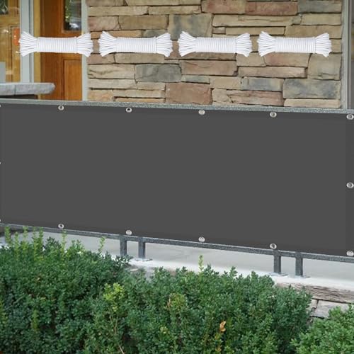 Sonnensegel Wasserdicht Nach Maß 220 x 320 cm Rechteckig Wasserdicht Sonnenschutz Windschutz Windschutz Überdachung Plane mit Ösen Und Befestigungsseile für Garten Balkon, Dunkelgrau von HONQGAO
