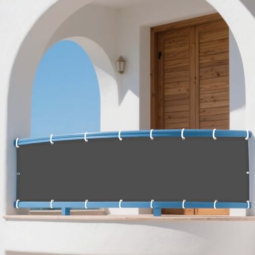 Sonnensegel Wasserdicht Rechteckig 140 x 210 cm Rechteckig Wasserdicht 98% UV Schutz Sichtschutz Winddicht inkl Befestigungsseile für Balkon Garten Terrasse, Dunkelgrau von HONQGAO