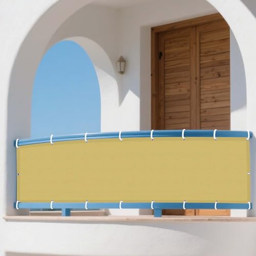 Sonnensegel Wasserdicht Rechteckig 160 x 300 cm Rechteckig Wasserdicht 98% UV Schutz Sichtschutz Winddicht inkl Befestigungsseile für Balkon Garten Terrasse, Creme Farben von HONQGAO