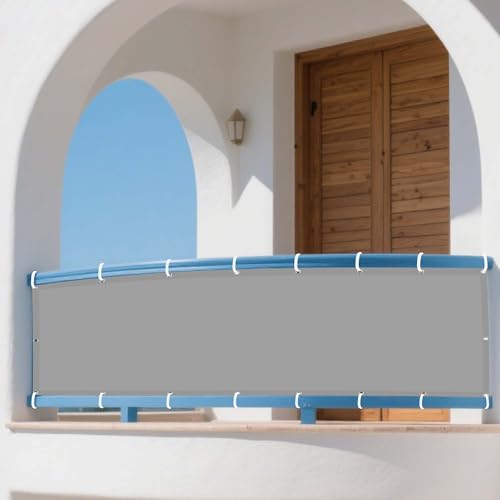 Sonnensegel Wasserdicht Rechteckig 170 x 230 cm Rechteckig Wasserdicht 98% UV Schutz Sichtschutz Winddicht inkl Befestigungsseile für Balkon Garten Terrasse, Hellgrau von HONQGAO