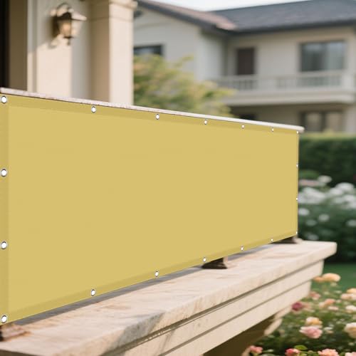 Sonnensegel Wasserfest 156 x 280 cm Rechteckig Wasserdicht 98% UV Schutz Sichtschutz Balkon Ohne Bohren mit Ösen Segeltuch für Garten Terrasse Balkon Schwimmbad, Creme Farben von HONQGAO