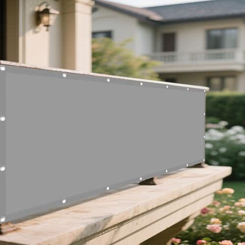 Sonnensegel Wasserfest 164 x 270 cm Rechteckig Wasserdicht 98% UV Schutz Sichtschutz Balkon Ohne Bohren mit Ösen Segeltuch für Garten Terrasse Balkon Schwimmbad, Hellgrau von HONQGAO