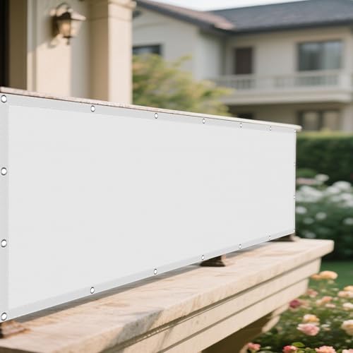 Sonnensegel Wasserfest 172 x 240 cm Rechteckig Wasserdicht 98% UV Schutz Sichtschutz Balkon Ohne Bohren mit Ösen Segeltuch für Garten Terrasse Balkon Schwimmbad, Weiß von HONQGAO