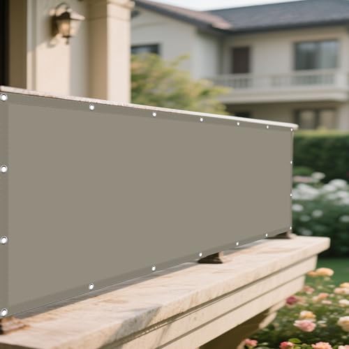Sonnensegel Wasserfest 176 x 250 cm Rechteckig Wasserdicht 98% UV Schutz Sichtschutz Balkon Ohne Bohren mit Ösen Segeltuch für Garten Terrasse Balkon Schwimmbad, Khaki von HONQGAO