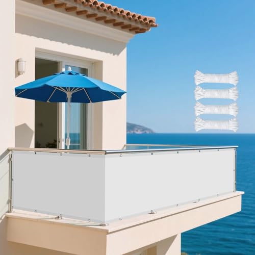 Sonnensegel Wasserfest 320 x 540 cm Rechteckig Wasserdicht Sonnenschutz Windschutz Segeltuch Markisensegel Segeltuch mit Ösen 4 × 1.5 M Seile für Terrasse Garten, Weiß von HONQGAO