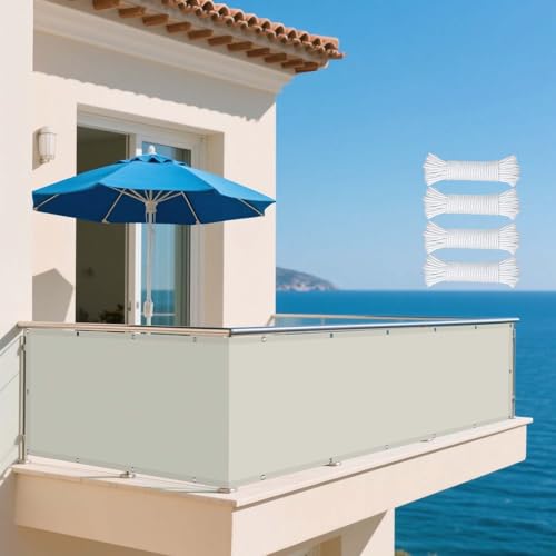 Sonnensegel Wasserfest 400 x 520 cm Rechteckig Wasserdicht Sonnenschutz Windschutz Segeltuch Markisensegel Segeltuch mit Ösen 4 × 1.5 M Seile für Terrasse Garten, Beige von HONQGAO