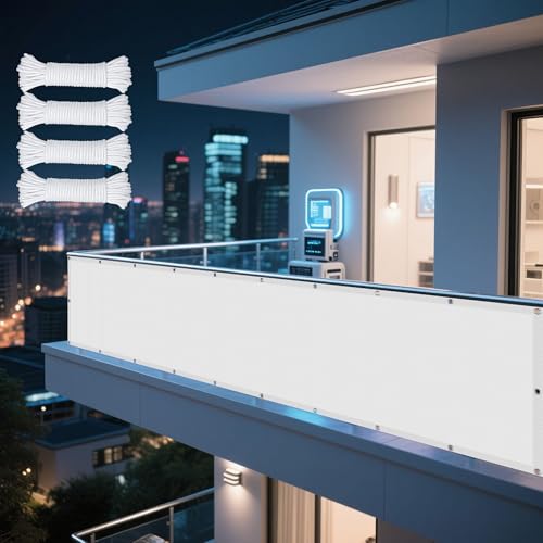 Sonnensegel mit Ösen Wasserdicht 86 x 520 cm Rechteckig Wasserdicht 98% UV Schutz Sonnentuch Schattensegel Vielen Größen mit Spannseilen für Balkon Garten Terrasse, Weiß Sonnensegel mit Ösen Wasserdicht 86 x 520 cm Rechteckig Wasserdicht 98% UV Schutz Sonnentuch Schattensegel Vielen Größen mit Spannseilen für Balkon Garten Terrasse, Weiß von HONQGAO