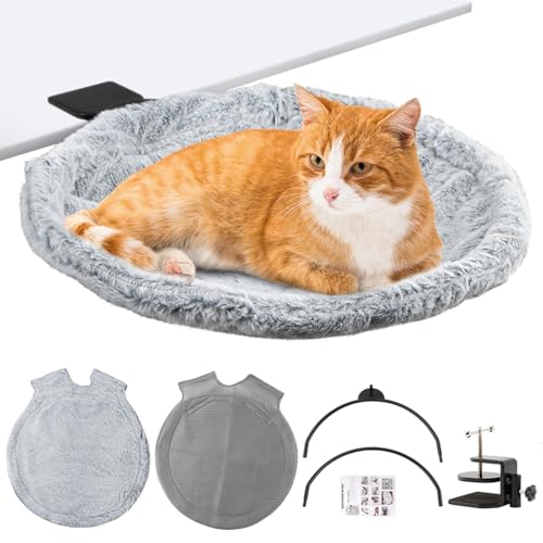 HONUTIGE Katzen-Schreibtischbett mit Ersatzbezug, Katzen-Hängematten-Schreibtische, Katzennest-Möbel, abnehmbares waschbares Katzenschlafbett für Bürotische und Spieltisch, unterstützt bis zu 20,4 kg von HONUTIGE